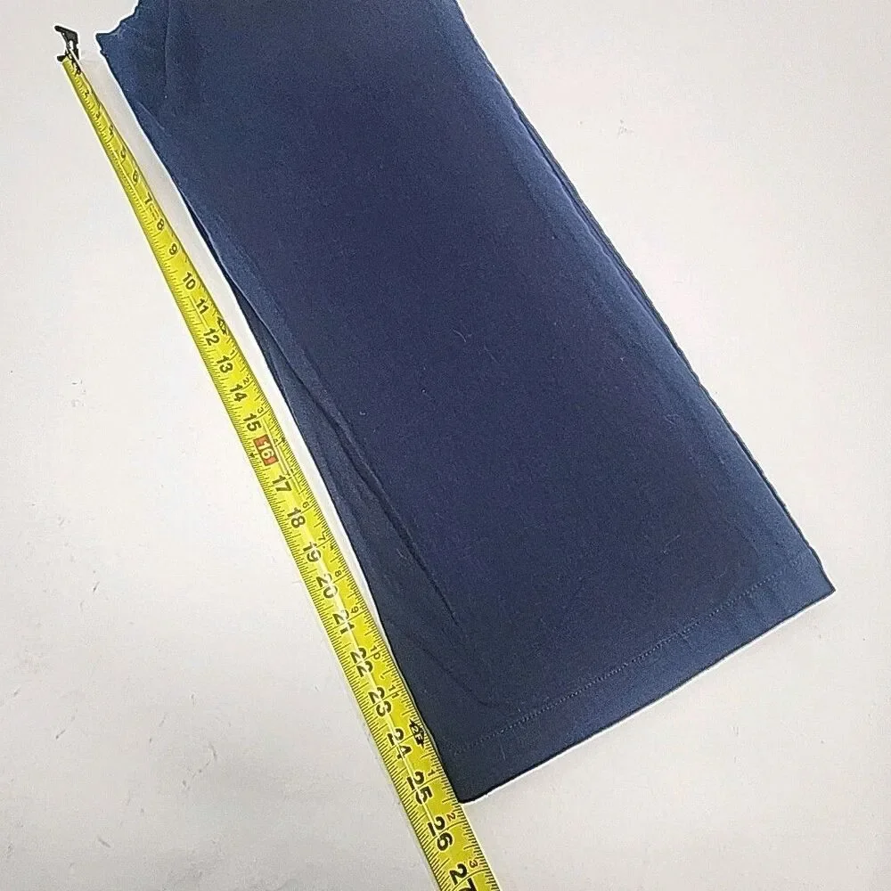 J Crew Pants Linen Blend Blue Wide Leg Elastic Waist Tie Women Size 6 Pull-On